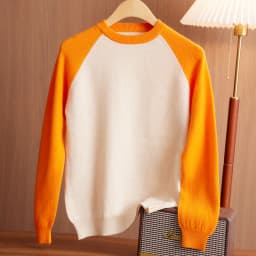 Children's 100% Merino Wool Sweater Boys Girls O-neck Pullover Contrast Sleeves Knitwear Autumn Winter Baby Kids Cashmere Tops