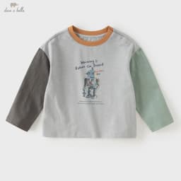 Dave Bella Children Bottom T-shirt Pullover Autumn Spring Tops Boys Pure Cotton Clothes Robot Printing Fashion Sports DB3263399
