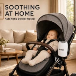 Rechargeable Baby Stroller Rocker with Adjustable Vibration White Noise Bluetooth and Universal Clip for Strollers and Cribs