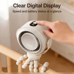 IMBABY Stroller Fan with Flexible Tripod, 5-Speed Quiet Mini Clip Fan, 360° Adjustable Portable USB Rechargeable Fan for Baby