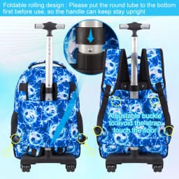 3Pcs Blue Lightning Soccer Wheeled Backpack Set Kids Trolley School Bag with Lunch Box