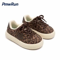 PU Leather Sport Shoes For Children Trend Fashion Leopard Kid's Sneaker Ergonomics Anti-slippery Running Footwear For Boys Girls