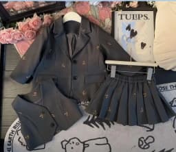 spring girl suit set Embroidered Butterfly suit jacket Vest Pleated skirt 2/3pc baby girl clothes suit junior child outfits 2-13