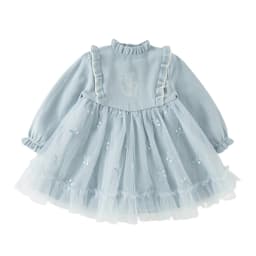 Dave Bella Elegant Dress For Girls Spring Children Sweater Princess Mesh Dress Long Sleeve Charm Outdoor Kids Clothing DB1260706