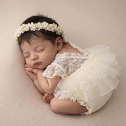 Vintage Newborn Photography Props Cream Lace Romper Ruffle Skirt Infant Photoshoot Costume Princess Studio Wardrobe