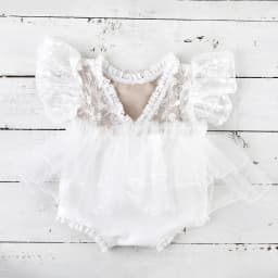 Vintage Newborn Photography Props Cream Lace Romper Ruffle Skirt Infant Photoshoot Costume Princess Studio Wardrobe