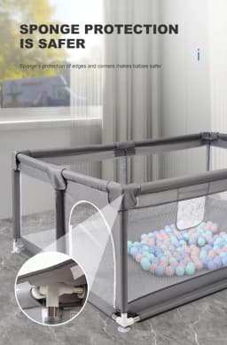Baby Playpen Playpen for Baby Baby Playground Baby Fence Baby Play Yard Baby Activity Fence Playpen for Children Kids Activity Center Baby Park Ball Pit Play Zone Baby Safety Fence, Breathable Mesh 66CM High Steel Frame Zipper Gate Indoor Outdoor