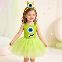 Cute Monster Theme Dress for Girls, Halloween & Children's Day Stage Exquisite Clothing, Kids' Birthday Party Performance Outfit