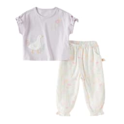 Dave Bella Girls Summer 2PCS Set Short Sleeve T-shirt Flower Pants Suits Childern Printed Tops Trouser Clothing Sets DB2262095