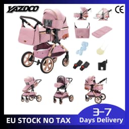 3-in-1 High Seat Adjustable Baby Stroller Package with Infant Safety Car Seat, Summer Cool Air-Permeable Fabric, Ultra-Light Aerospace Aluminum Frame, Collapsible Lightweight Travel Pushchair