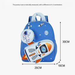 Space Planet Print Toddler Backpack Detachable Small Wallet Cute Astronaut Rocket Pattern Lightweight Schoolbag Casual Daypack