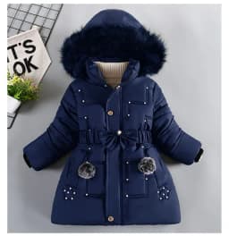ZOETOPKID Thick Keep Warm Winter Girls Jacket Detachable Hat Plush Collar Hooded Padded Lining Coat for Kids Children Outwear