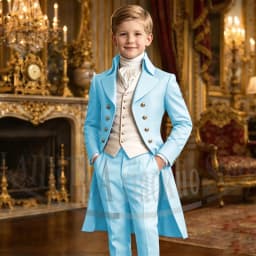 Chic Boys Suit 3 Pieces Fashion Double Breasted Kids Vintage Outfit For Jane Austen Cosplay Wedding Party Birthday Tailcoat