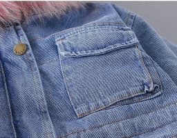 Autumn and Winter Children's Coat Solid Color Plush Thickened Warm Denim Collar Hooded Girl's Coat Warm Baby Clothes