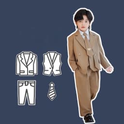 Gentleman Kids Black Suit Set Boys Wedding Birthday Photography Dress Children's Piano Host Speech Performance Costume