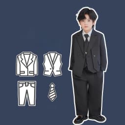 Gentleman Kids Black Suit Set Boys Wedding Birthday Photography Dress Children's Piano Host Speech Performance Costume