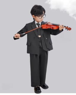 Gentleman Kids Black Suit Set Boys Wedding Birthday Photography Dress Children's Piano Host Speech Performance Costume