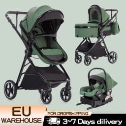 Baby Stroller 3 in 1 Easy Folding Multifunctional Stroller Travel Portable Baby Carriage Safety Seat EU Standard for Newborn
