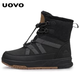 Uovo Winter Kids Boots Black Water-Repellent, Warm Plush Lining, Slip-Resistant Sole, EU 33-40