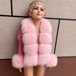 HUAQIUMEISI Children's Fox Fur Cardigan Autumn Winter Fashion Kids Raccoon Fur Cardigan and Women Real Fox Fur Cardigan