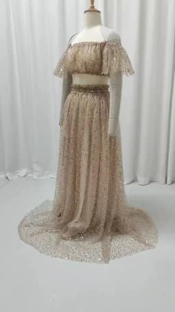 Elegant Photo Shoot Dress For Women Pearl Hard Yarn Sexy Off Shoulder Short Sleeved Dress Maternity Dresses For Baby Showers