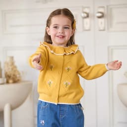 Dave Bella Children's Autumn Spring Sweater Cute Knitted Embroidery Cardigan Tops Long Sleeve Coat Girls Outdoor DB3262785
