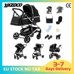 Luxury 3‑in‑1 Elevated‑View Baby Stroller, Portable Folding Pram, Aluminum Frame, Breathable Mesh Seat, Multi‑Position Recline for Newborns