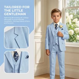 24h SHIP 5 PCS Boy's Linen Suit Set, Breathable & Lightweight Kid Formal Suit for Wedding, Communion, Homecoming, Birthday Party