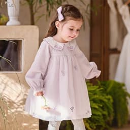Dave Bella Children Princess Mesh Dress Girls Spring Long Sleeve Elegant Dress Sweet Outdoor Party Clothes DB1260591/DB1261889