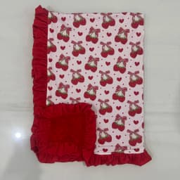 Boutique Boys' Girls' Blanket and Romper Lapel Ruffle Buttons Love Pocket and Binding Feet Fruit Bow Print Customizable Patterns