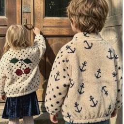 Boys and Girls Autumn/Winter Lambswool Polka Cherry Coat Dog Jacket KS AW Women's Love Fury Warm Coat Children's Coat