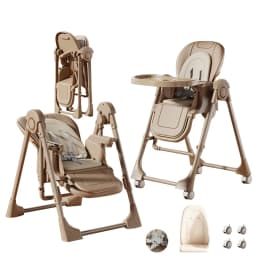 Adjustable Baby High Chair Foldable Infant Dining Seat Removable 2 Tier Split Tray Eating Playing Surface Portable Newborn Rocking Chair Easy Clean Eco Friendly PP Material Feeding