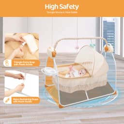 Electric Baby Cradle with Remote Control, Foldable Portable Bassinet with Bluetooth Music & Mosquito Net for 0-18 Months Baby