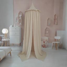 Premium 100% Cotton Muslin Hanging Dome Curtain with Frills Baby Bed Canopy for Kids Room