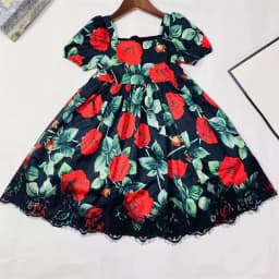 2025 Short Sleeved Leopard Print Baby Dress Yarn Bay Dress for 0-2Y