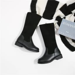 Winter Outdoor Children's Riding Boots Solid Color Warm Furry Girls Fashion Long Boots Black Red Simple Kids Plush Boots Zipper
