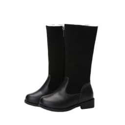 Winter Outdoor Children's Riding Boots Solid Color Warm Furry Girls Fashion Long Boots Black Red Simple Kids Plush Boots Zipper