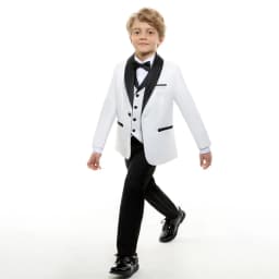New Arrival Boys Elegant Tuxedo 4 Pieces Wedding Ring Bearer Outfit Classic Formal Kids Suit Set School Choir Performance 3-14T
