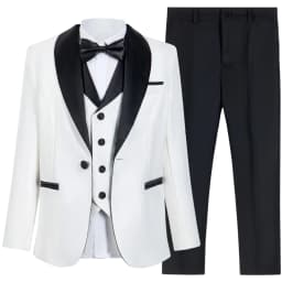 New Arrival Boys Elegant Tuxedo 4 Pieces Wedding Ring Bearer Outfit Classic Formal Kids Suit Set School Choir Performance 3-14T