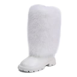 Girls High Boots Children Warm Princess Leather Boots Soft Soled Kids Fashion Long Boots Anti-Slippery All Match 2024 Winter New