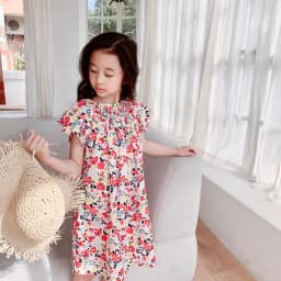 Children's Clothing 2026 Summer New Arrivals: Fashionable and Cute Printed Princess Dresses for Girls—100% Cotton Sweet Long