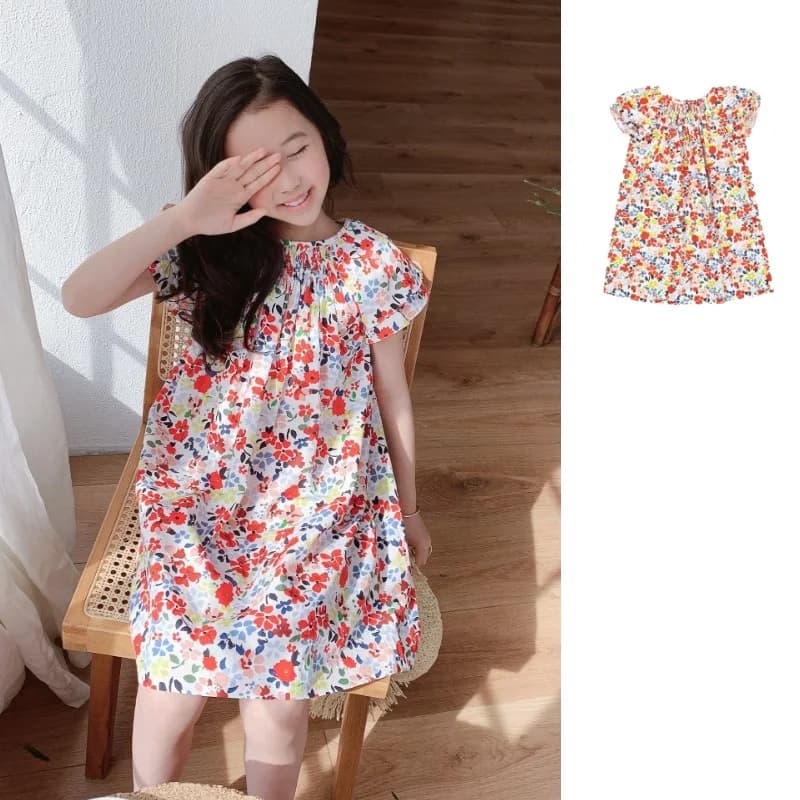 Children's Clothing 2026 Summer New Arrivals: Fashionable and Cute Printed Princess Dresses for Girls—100% Cotton Sweet Long