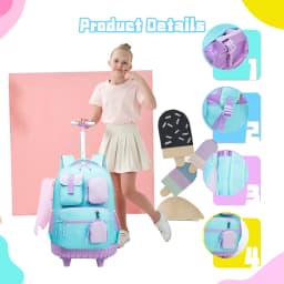 Meetbelify Rolling Backpack for Girls Backpacks with Wheels Kids Carry on Luggage for Girls
