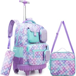 Meetbelify Rolling Backpack for Girls Backpacks with Wheels Kids Carry on Luggage for Girls