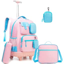 Meetbelify Rolling Backpack for Girls Backpacks with Wheels Kids Carry on Luggage for Girls