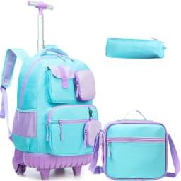 Meetbelify Rolling Backpack for Girls Backpacks with Wheels Kids Carry on Luggage for Girls
