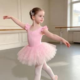 Pink flutter-sleeve ballet practice outfit for girls, a summer ballet set suitable for ballet training and grade examinations.