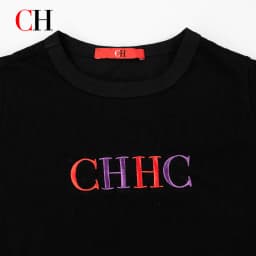 CH Girls Round Neck Frill Short Sleeve Front Multicolor Monogram Stitch Embroidery Swing Hem Kids Summer Play Top