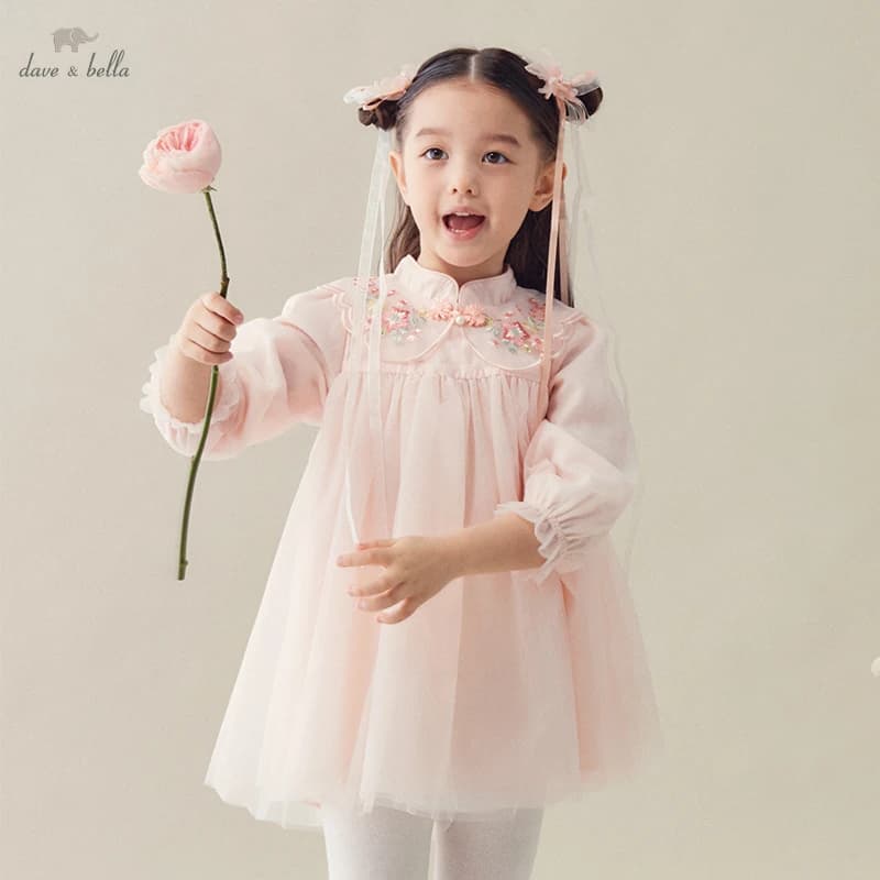 Dave Bella Baby Girls Dress Kids Clothes Princess Costume Cute Spring 1-9 Years Party Dresses For Children's Clothing DB1233891