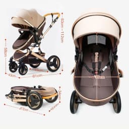 Newborn Baby Stroller 3 in 1 with Car Seat High View Baby Stroller with Sitting and Lying Function Multifunctional Baby Stroller